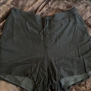 Black lace-up shorts